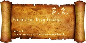 Patatics Klarissza névjegykártya